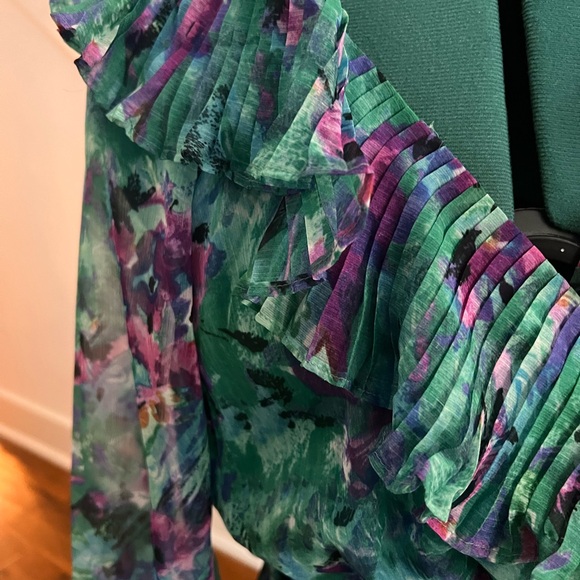 Chic Floral Long Sleeve Dress in Green and Purple - Picture 5 of 9